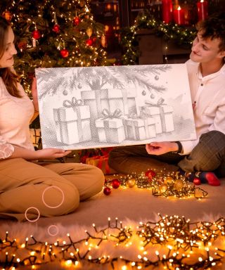 Un Noël rempli de points et de joie. ✨ Un tableau en pointillage, des cadeaux sous le sapin et la magie des moments...